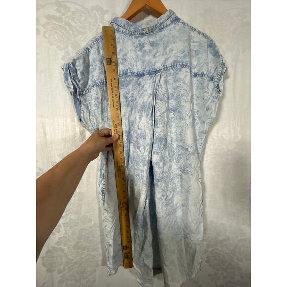 Thread + Supply Chambray Shirt Dress Large Light Blue Acid Washed Pockets Tunic - Picture 10 of 10